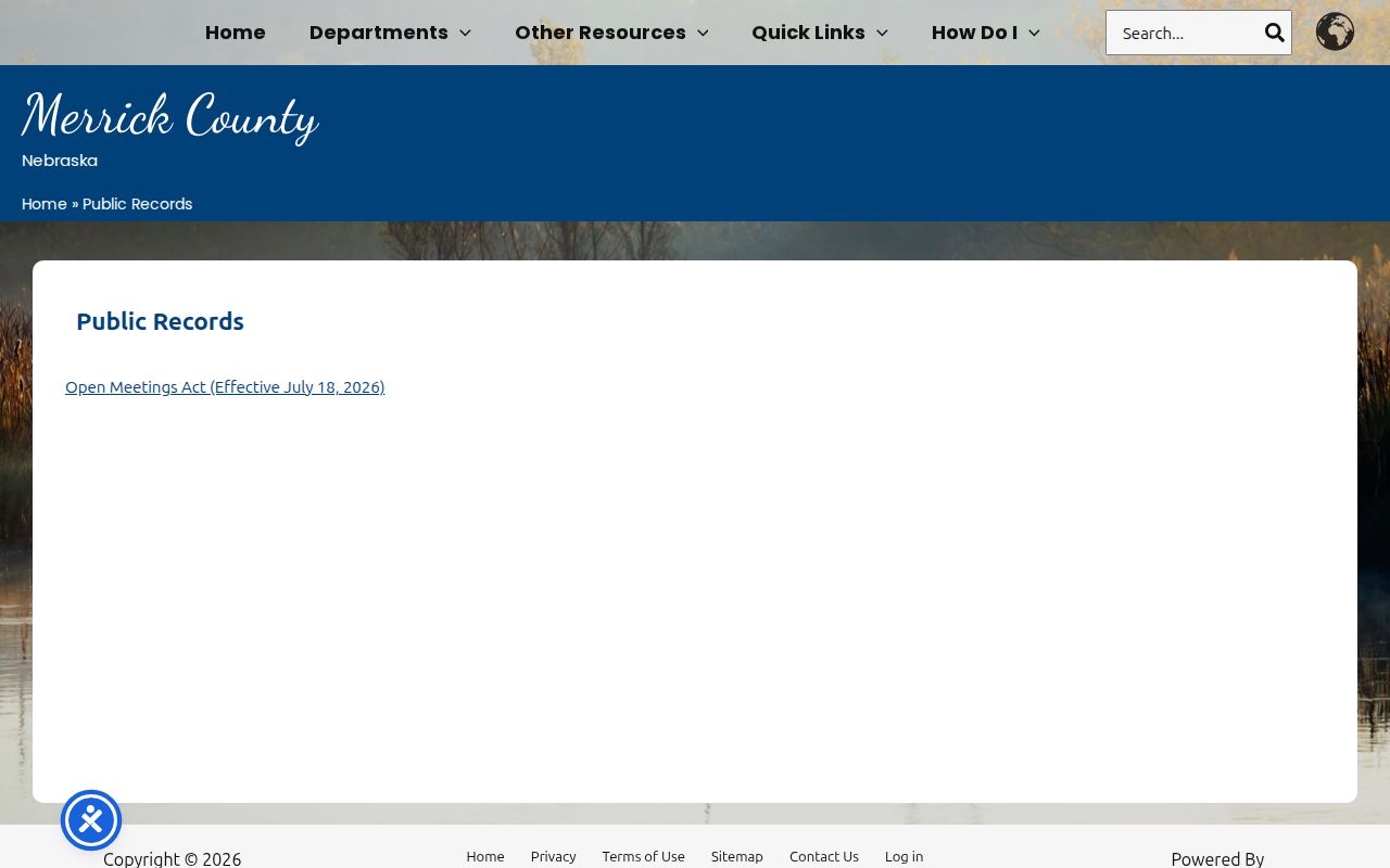 Merrick County public records source for booking record requests