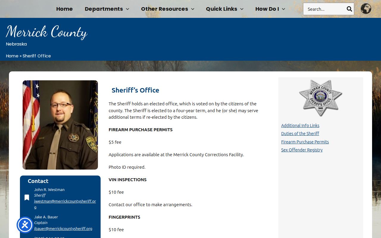Merrick County Sheriff official source for jail booking records